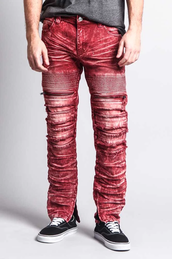 Distressed Acid Washed Biker Slim Jeans 1 Distressed Acid Washed Biker Slim Jeans