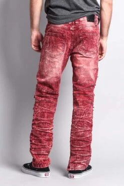 Distressed Acid Washed Biker Slim Jeans 22 Distressed Acid Washed Biker Slim Jeans -Victorious DL1115 BRG 3
