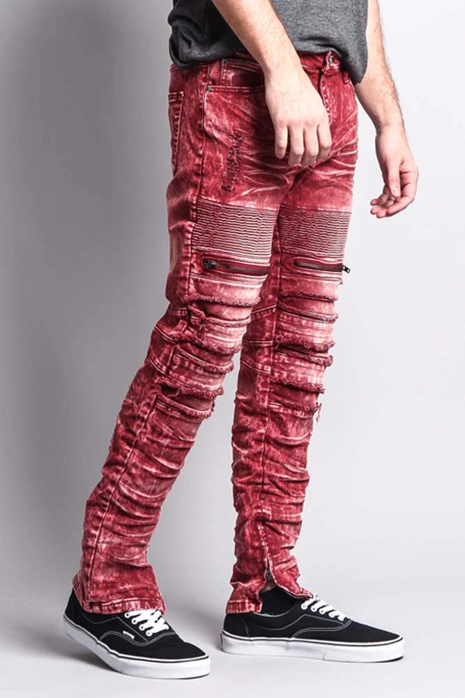 Distressed Acid Washed Biker Slim Jeans 4 Distressed Acid Washed Biker Slim Jeans - Image 4