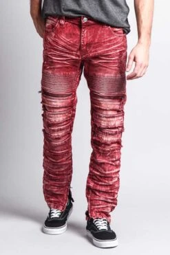 Distressed Acid Washed Biker Slim Jeans 24 Distressed Acid Washed Biker Slim Jeans -Victorious DL1115 BRG 5