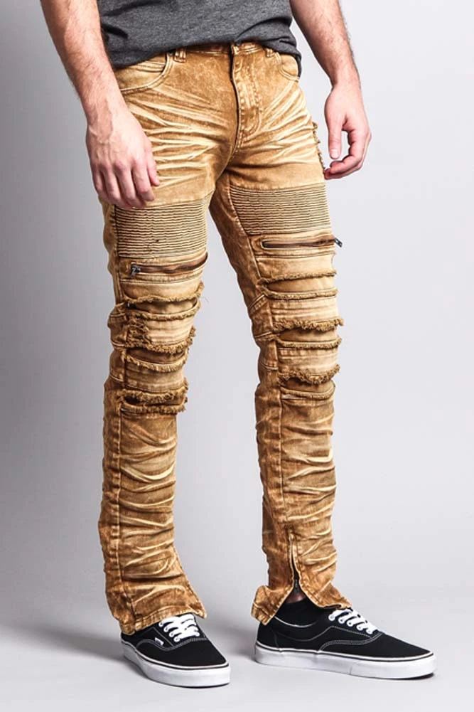 Distressed Acid Washed Biker Slim Jeans 10 Distressed Acid Washed Biker Slim Jeans - Image 10