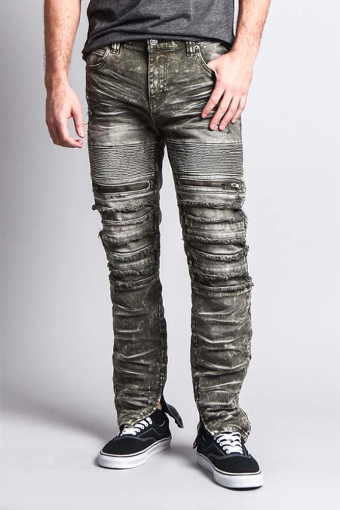 Distressed Acid Washed Biker Slim Jeans 13 Distressed Acid Washed Biker Slim Jeans - Image 13