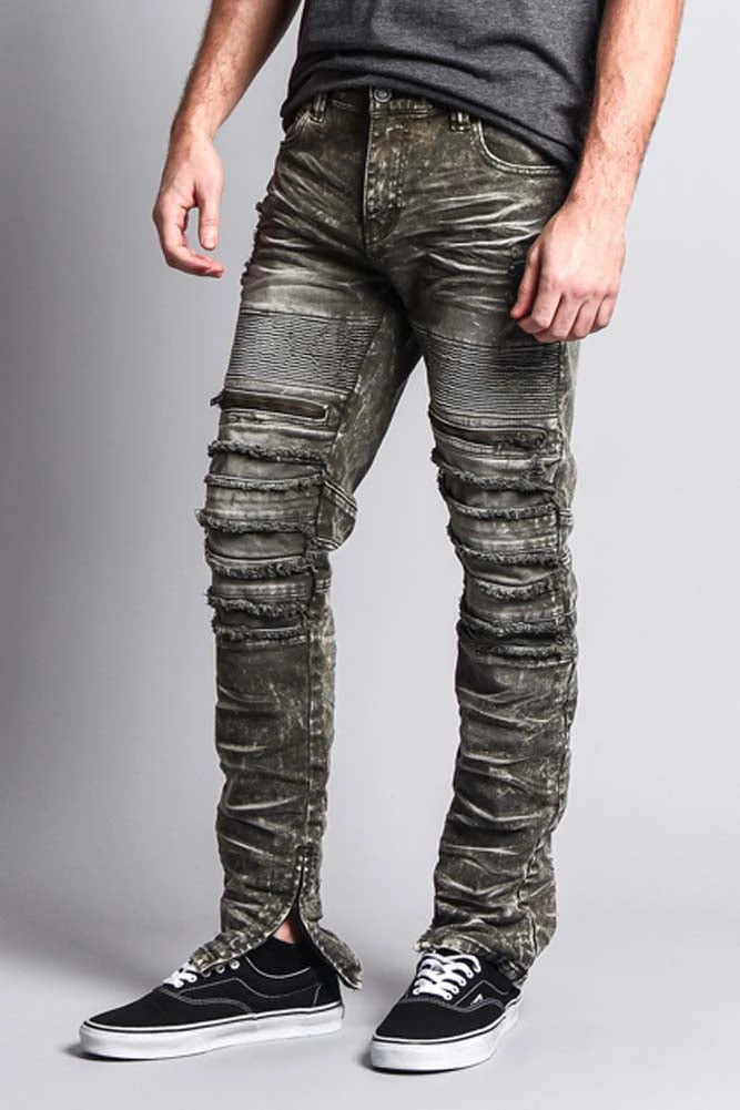 Distressed Acid Washed Biker Slim Jeans 14 Distressed Acid Washed Biker Slim Jeans - Image 14