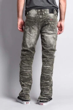 Distressed Acid Washed Biker Slim Jeans 34 Distressed Acid Washed Biker Slim Jeans -Victorious DL1115 OLV 3