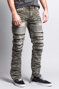 Distressed Acid Washed Biker Slim Jeans 35 Distressed Acid Washed Biker Slim Jeans -Victorious DL1115 OLV 4