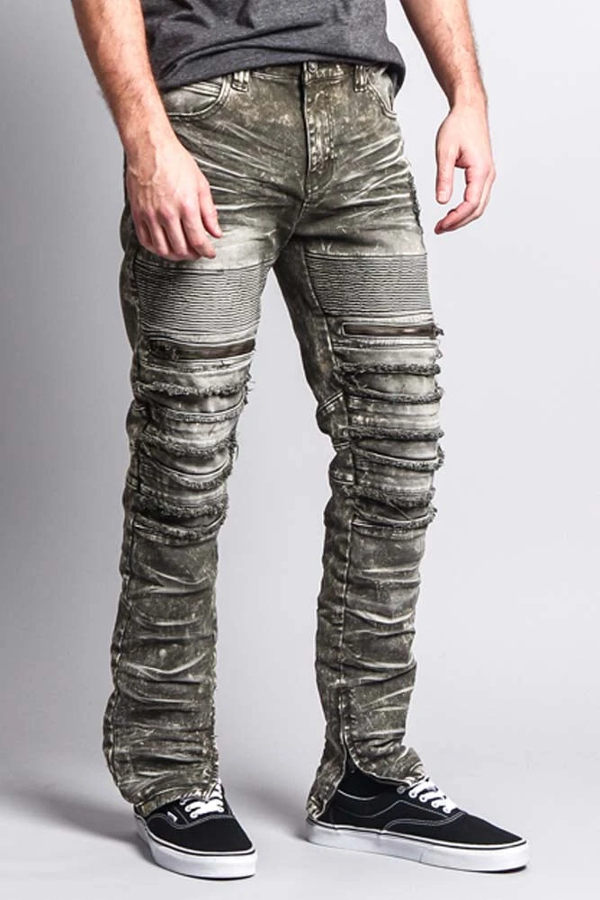 Distressed Acid Washed Biker Slim Jeans 16 Distressed Acid Washed Biker Slim Jeans - Image 16