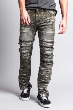 Distressed Acid Washed Biker Slim Jeans 36 Distressed Acid Washed Biker Slim Jeans -Victorious DL1115 OLV 5
