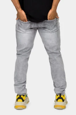Faded Ripped Repair Denim Jeans -Victorious DL1119 GRY 3