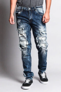 Men's Distressed Double Striped Skinny Jeans -Victorious DL1140 INW 5