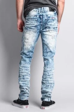 Men's Destroyed Light Acid Washed Denim Jeans -Victorious DL1141 IND 3