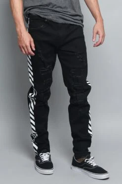 OW Striped Distressed Jeans -Victorious DL116 BWT 4