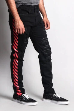 OW Striped Distressed Jeans -Victorious DL1160 BRD 4