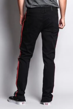 Men's G Stripe Zippered Track Style Pants -Victorious DL1163 BLK 3