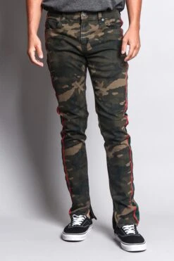 Men's G Stripe Zippered Track Style Pants -Victorious DL1163 CAM 1