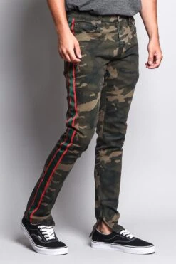 Men's G Stripe Zippered Track Style Pants -Victorious DL1163 CAM 4