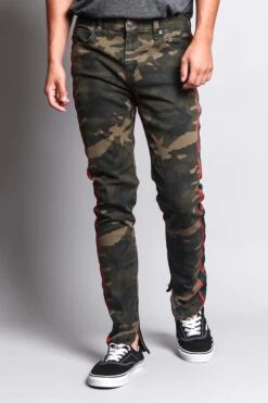 Men's G Stripe Zippered Track Style Pants -Victorious DL1163 CAM 5