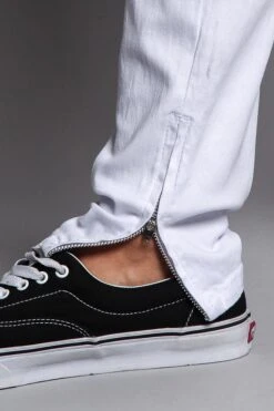 Men's G Stripe Zippered Track Style Pants -Victorious DL1163 WHT 6