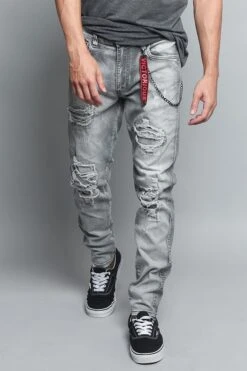 Stone Washed Track Jeans -Victorious DL1175 GRY 5