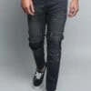Distressed Scrunched Knee Biker Jeans