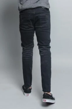 Distressed Scrunched Knee Biker Jeans 12 Distressed Scrunched Knee Biker Jeans -Victorious DL1179 BLK 3