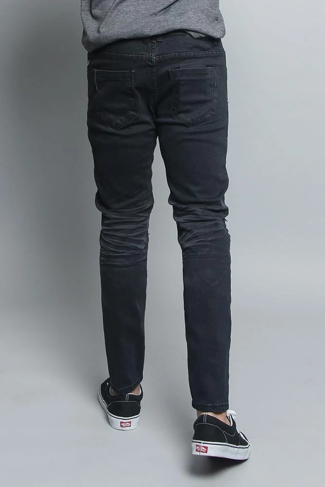 Distressed Scrunched Knee Biker Jeans 3 Distressed Scrunched Knee Biker Jeans - Image 3