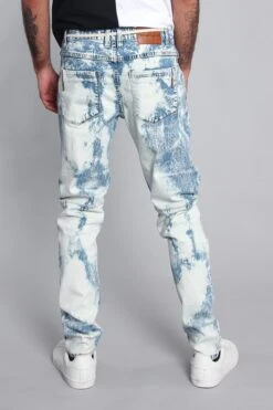 Bleached Moto Biker Denim Jeans -Victorious DL1218 MOJ 3