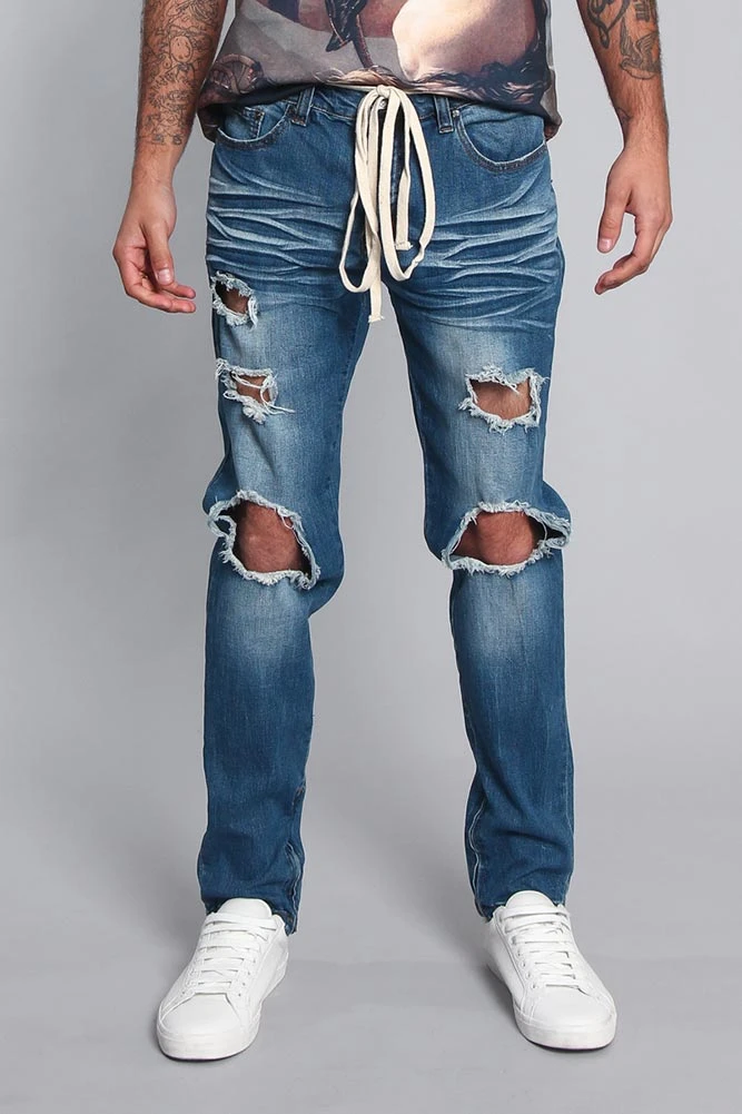 Distressed Fade Denim Jeans 1 Distressed Fade Denim Jeans