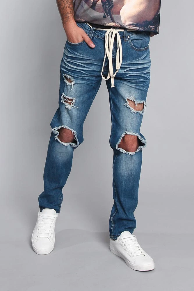 Distressed Fade Denim Jeans 4 Distressed Fade Denim Jeans - Image 4