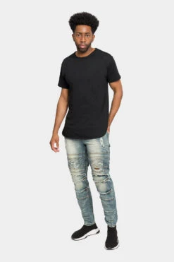 Distressed Stacked Biker Denim Jeans 19 Distressed Stacked Biker Denim Jeans -Victorious DL1239 SAH 5