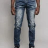 Knee Cut Denim Skinny Jeans