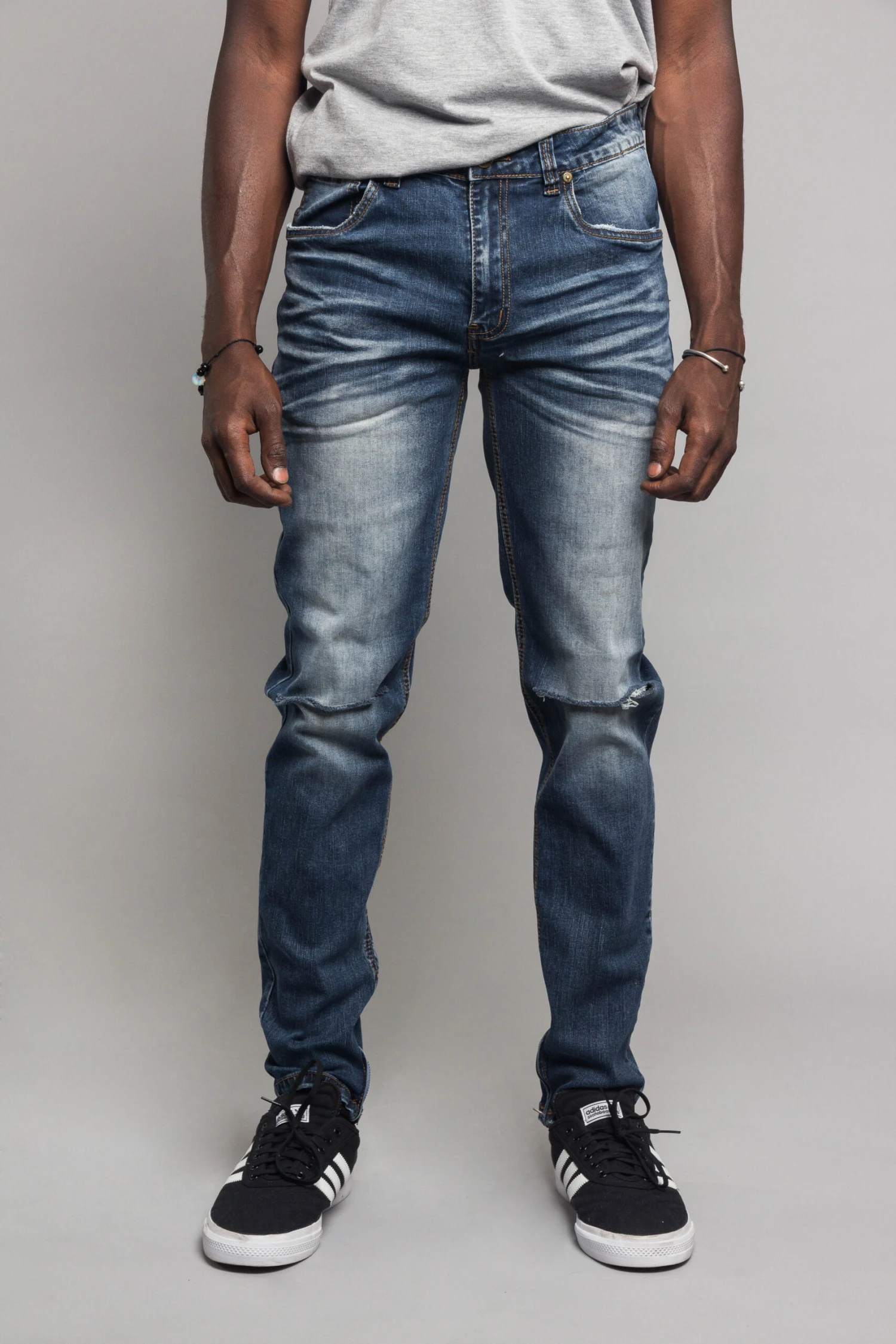 Knee Cut Denim Skinny Jeans 1 Knee Cut Denim Skinny Jeans