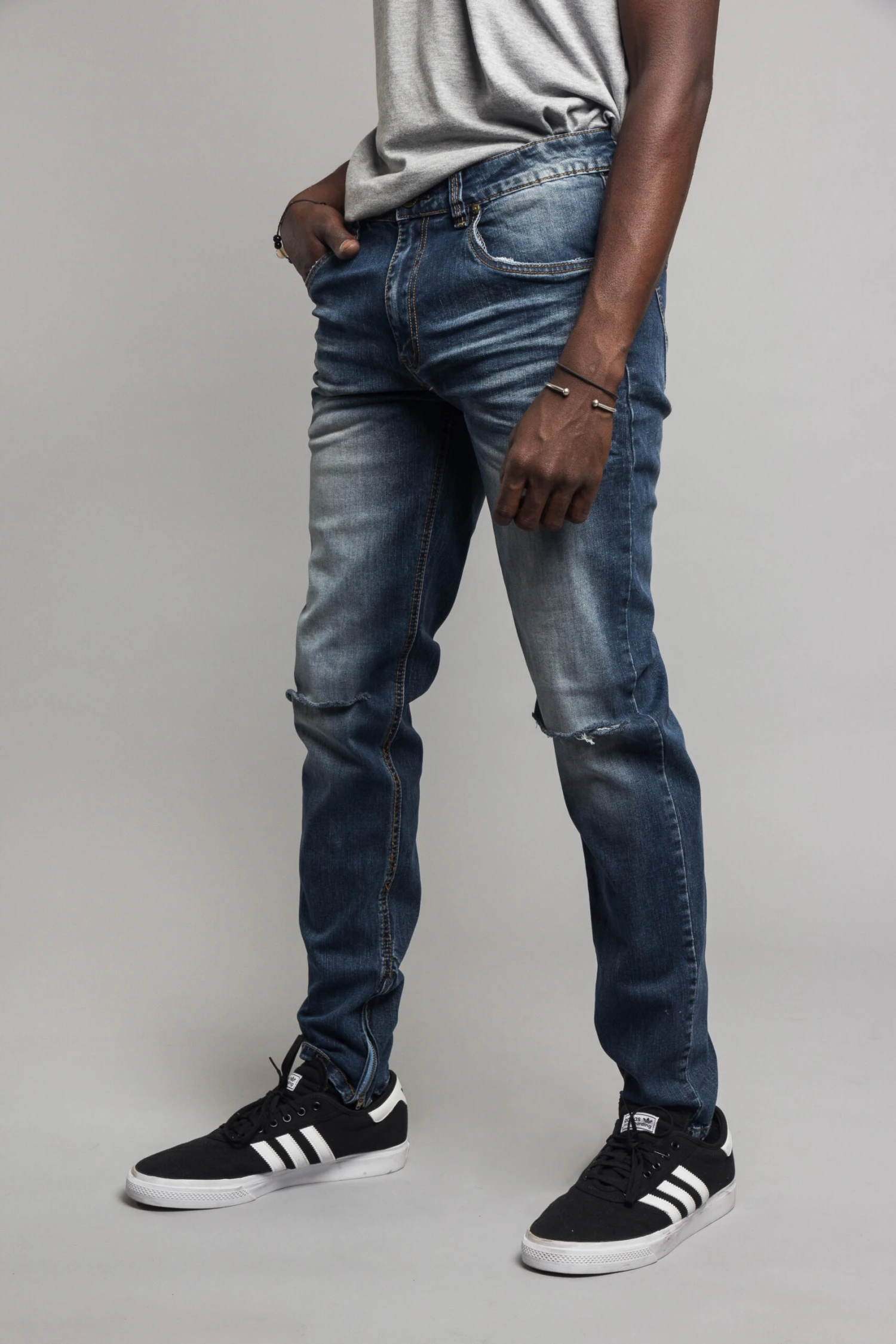 Knee Cut Denim Skinny Jeans 2 Knee Cut Denim Skinny Jeans - Image 2