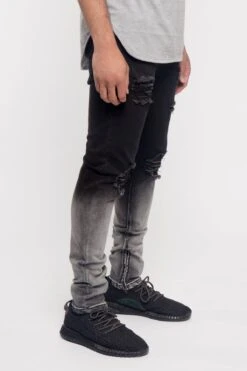 Distressed Dip Dyed Denim Jeans 11 Distressed Dip Dyed Denim Jeans -Victorious DL1257 BLK 4