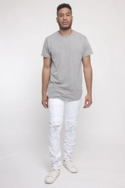 Distressed Colored Moto Jeans -Victorious DL1284 WHT 5