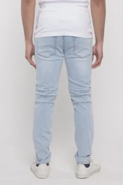 Scrunched Zipper Moto Biker Denim Jeans -Victorious DL1287 LTI 3