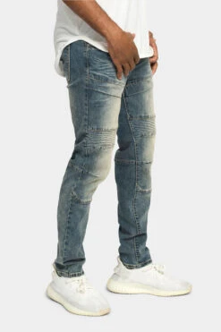 Stitch Stacked Moto Biker Denim Jeans -Victorious DL1302 VIN 4