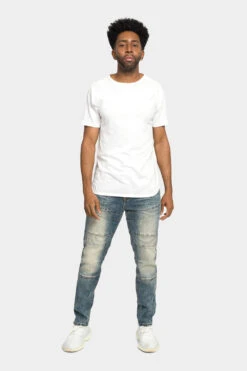 Stitch Stacked Moto Biker Denim Jeans -Victorious DL1302 VIN 5