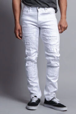 Distressed Colored Skinny Jeans -Victorious DL133 WHT 1