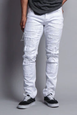 Distressed Colored Skinny Jeans -Victorious DL133 WHT 4