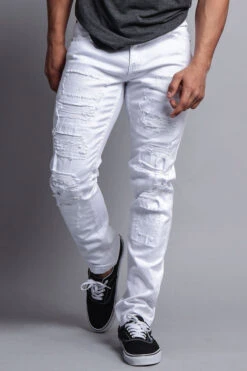 Distressed Colored Skinny Jeans -Victorious DL133 WHT 5