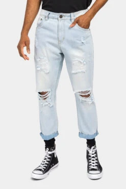 Distressed Cropped Denim Jeans 25 Distressed Cropped Denim Jeans -Victorious DL1354 LTI 1