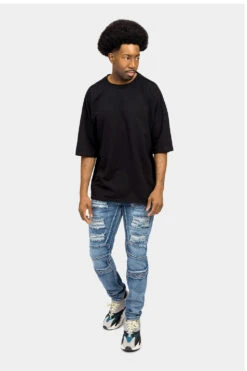 Distressed Moto Biker Denim Jeans -Victorious DL1360 IND 5