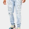 Distressed Paint Splattered Faded Jeans