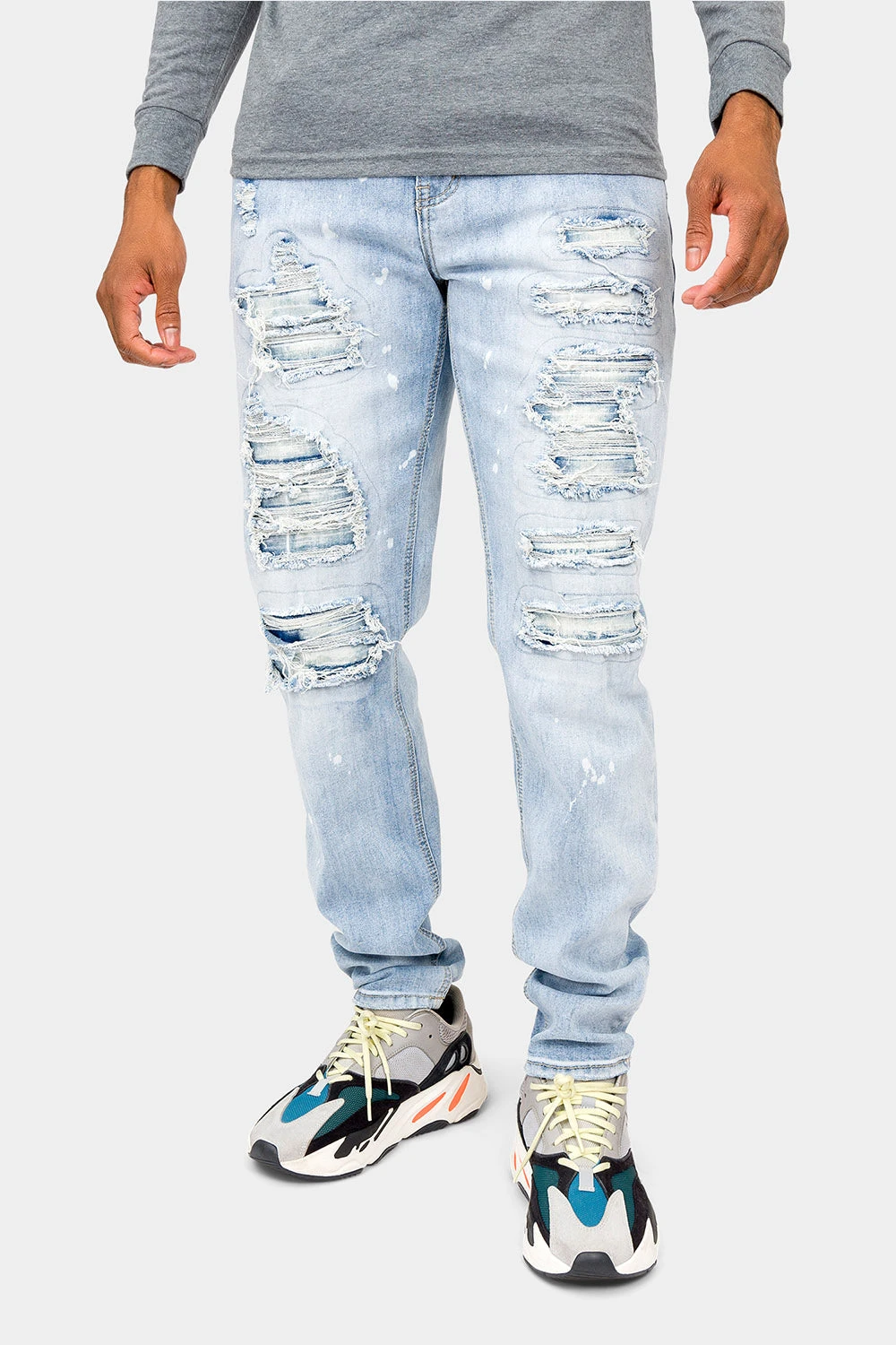 Distressed Paint Splattered Faded Jeans 1 Distressed Paint Splattered Faded Jeans