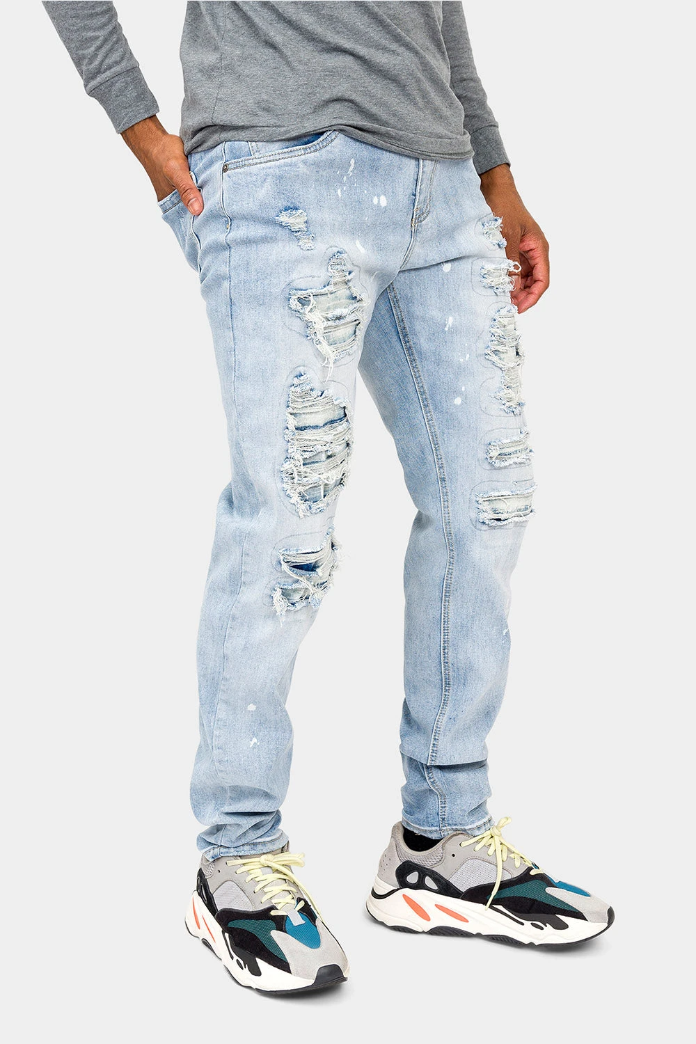 Distressed Paint Splattered Faded Jeans 4 Distressed Paint Splattered Faded Jeans - Image 4