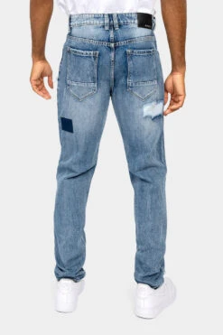 Distressed Cut And Repair Patchwork Denim Jeans 7 Distressed Cut And Repair Patchwork Denim Jeans -Victorious DL1379 IND 3