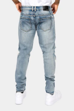 Distressed Ripped Moto Biker Denim Jeans -Victorious DL1380 IND 3