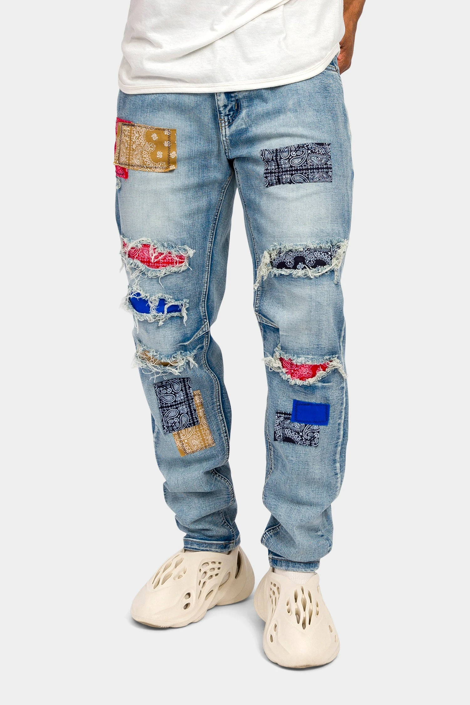 Bandana Paisley Rip And Repair Denim Jeans 1 Bandana Paisley Rip And Repair Denim Jeans