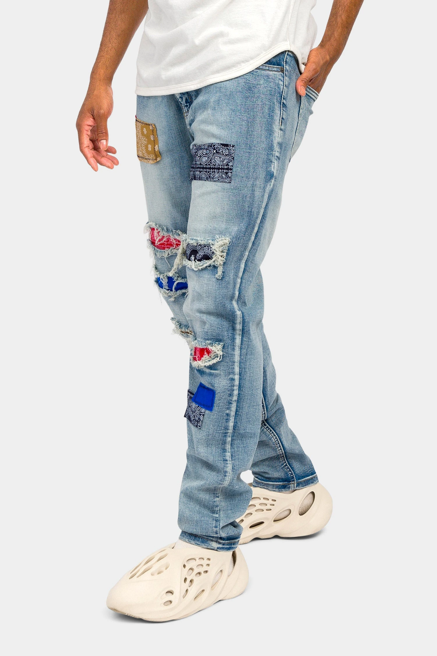 Bandana Paisley Rip And Repair Denim Jeans 2 Bandana Paisley Rip And Repair Denim Jeans - Image 2