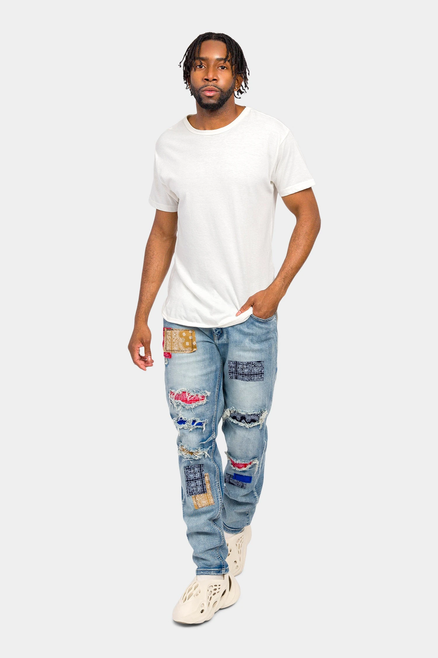 Bandana Paisley Rip And Repair Denim Jeans 5 Bandana Paisley Rip And Repair Denim Jeans - Image 5